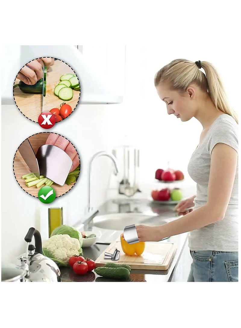 Onion Holder Slicer, 6PCS Finger Guard Set for Cutting, Stainless Steel Finger Protector, Thumb Guard Peelers for Onion Nuts Kitchen Tool Avoid Hurting When Slicing and Chopping