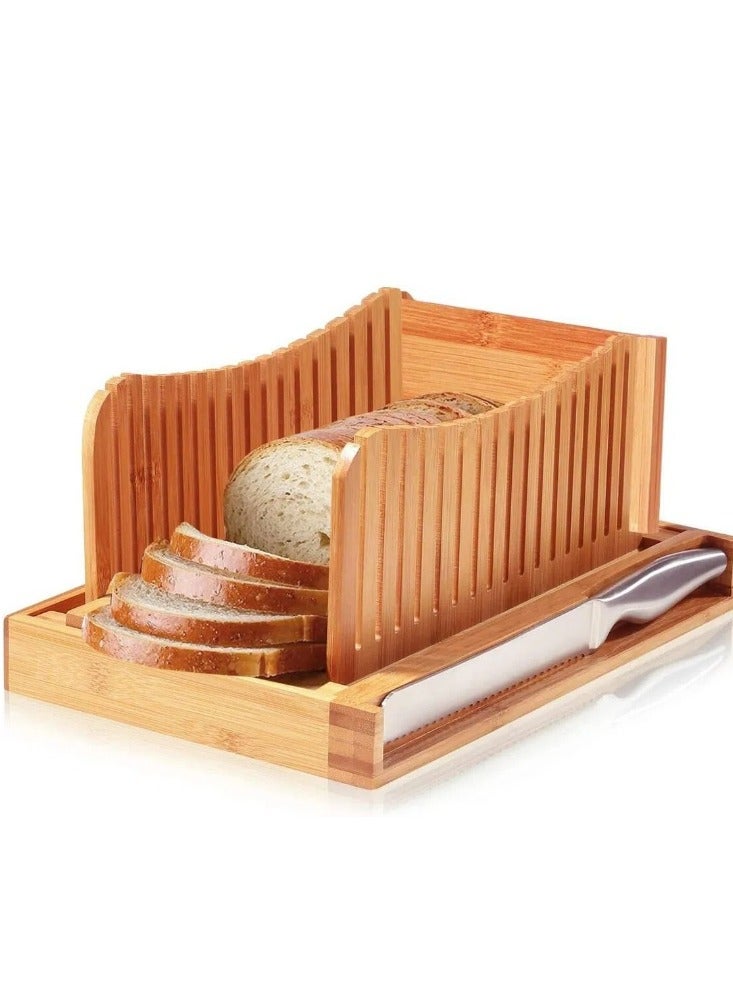 Bread Slicer for Homemade Bread - Bamboo Bread Slicer with Bread Knife