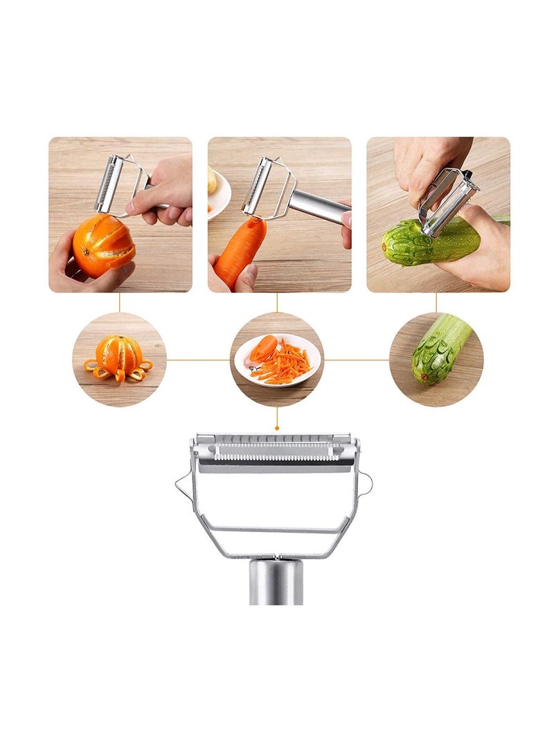 Peeler Stainless Steel Cutter Slicer for Carrot Potato Melon Gadget Vegetable Fruit Double Sided Blade Multi-functional and Dual Kitchen
