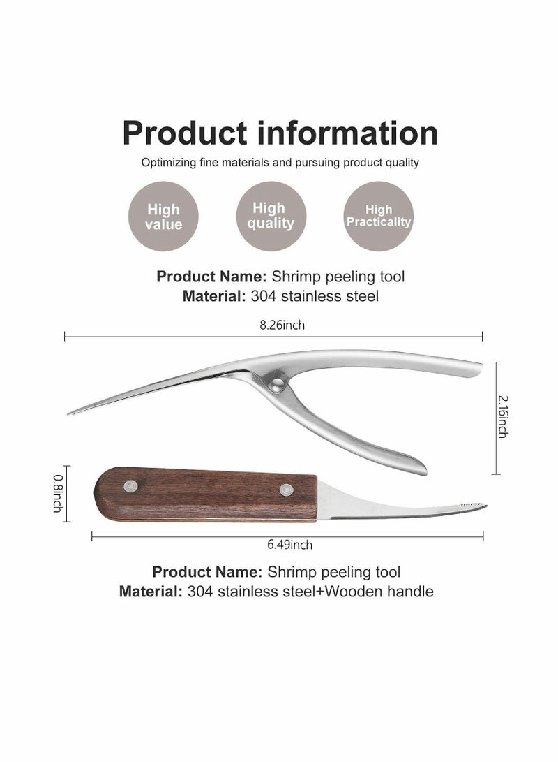 Shrimp Deveiner Tool and Peelers - 304 Stainless Steel 2Pcs Cleaner Knife Prawn Peeler Kitchen Tools for Devein