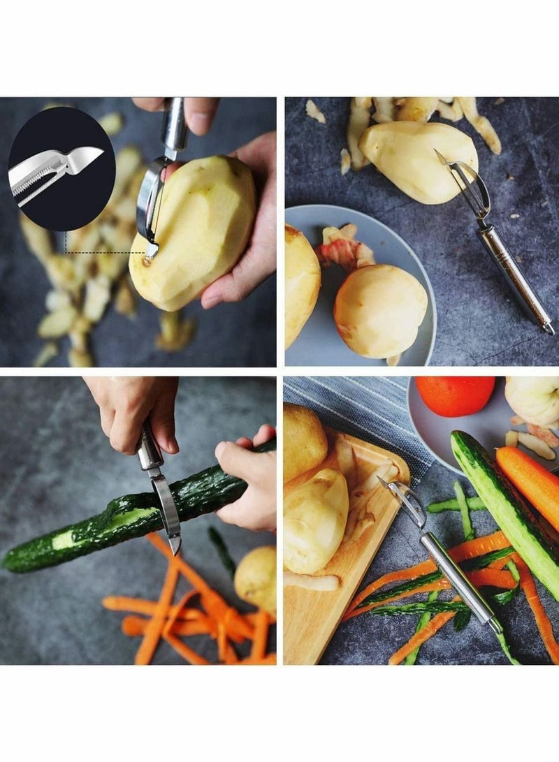Peeler Grater, Stainless Steel Potato Cucumber Carrot Grater Vegetables Fruit Double Planing Kitchen Easy-grip Handheld Multifunctional for Apple Citrus, 2pcs