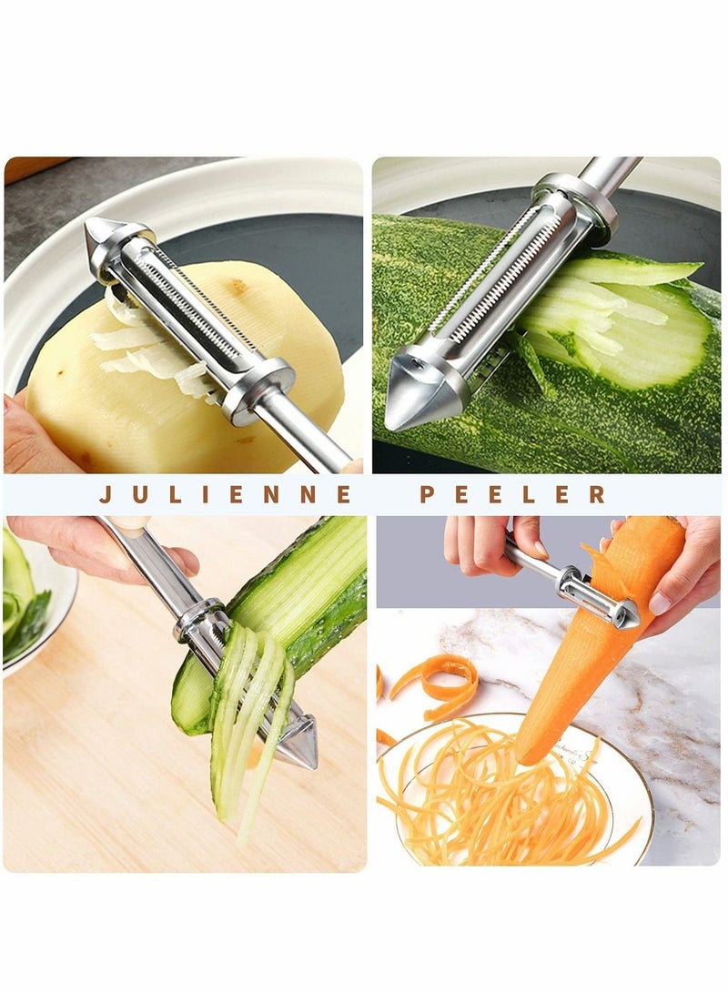 Vegetable Peeler Julienne Peeler, Potato Peelers With Eye Remover, Stainless Steel, Non Slip Grip, Veggie Fruit for Making Healthy Salads-2 Pcs