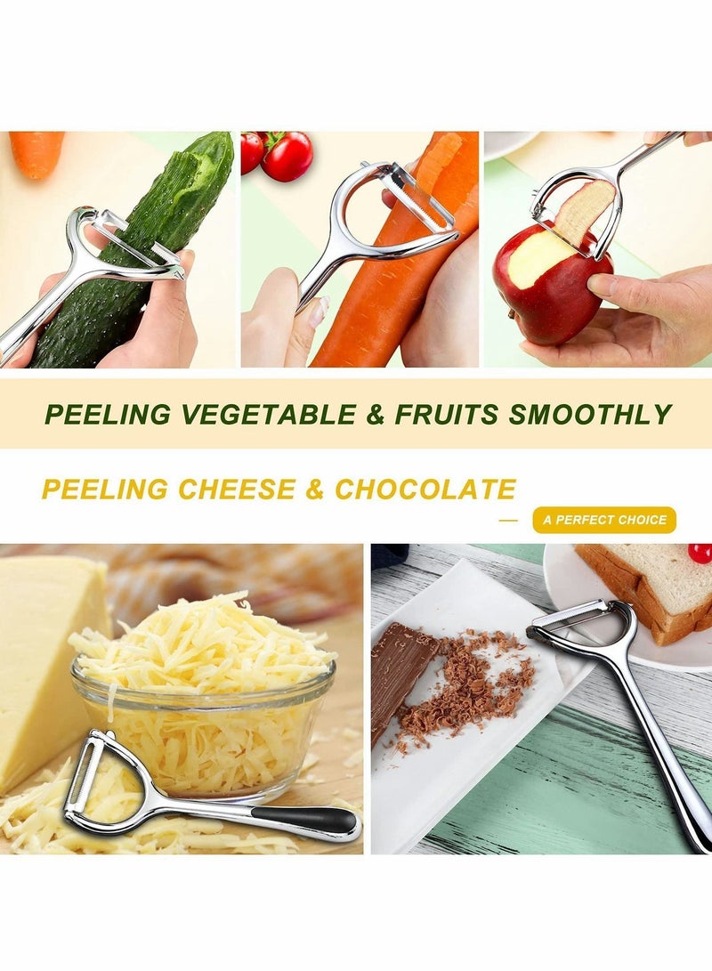 Vegetable Peeler Julienne Peeler, Potato Peelers With Eye Remover, Stainless Steel, Non Slip Grip, Veggie Fruit for Making Healthy Salads-2 Pcs