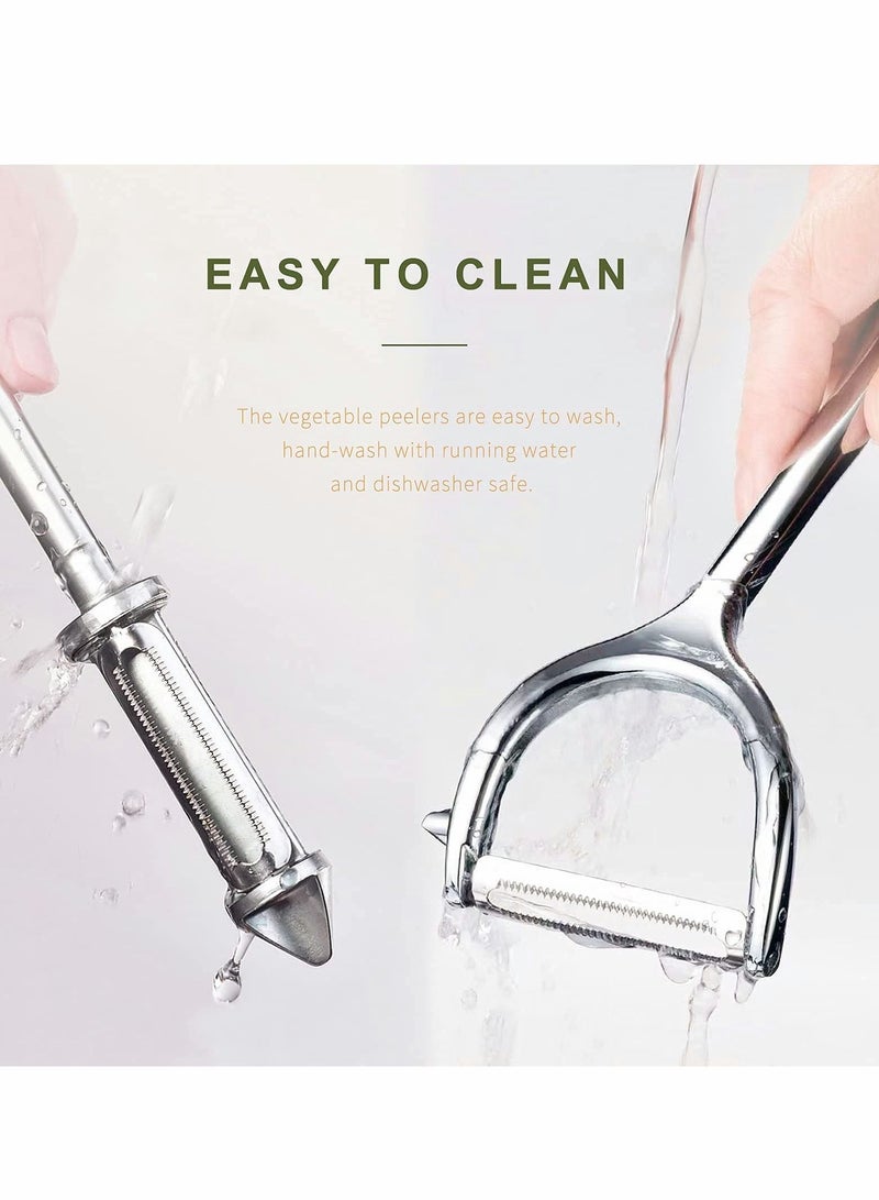Vegetable Peeler Julienne Peeler, Potato Peelers With Eye Remover, Stainless Steel, Non Slip Grip, Veggie Fruit for Making Healthy Salads-2 Pcs