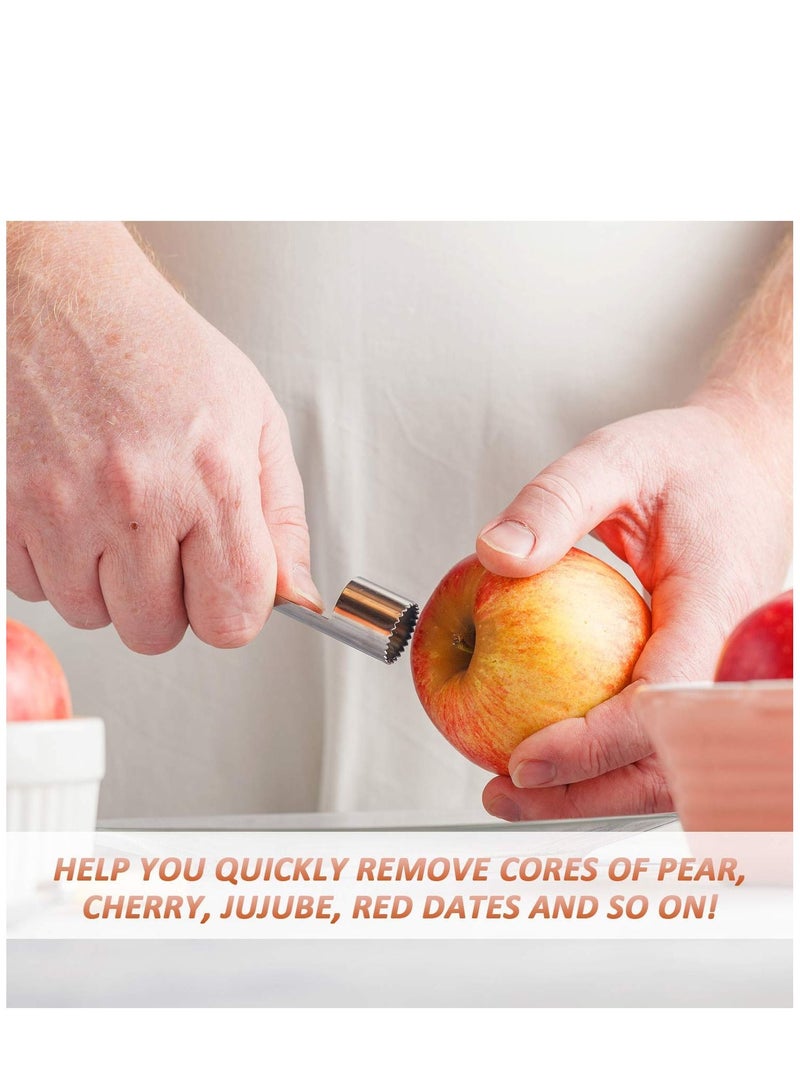 Corer, Lever Tool by Stainless Multi-Function Fruit Corer and Pitter Remover Set with Serrated Blade Pear 4 Sizes for Home Kitchen, Pear, Cherry, Jujube Red Date Pieces