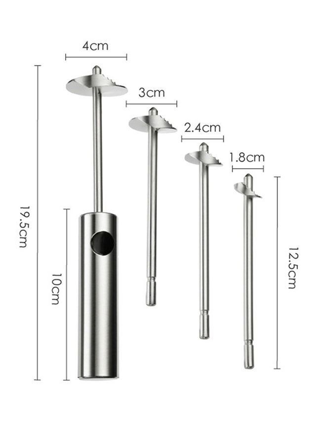 Stainless Steel Vegetable Drill Fruit Corer And Veggie Spiralizer Twister Set Ergonomic Handle With 4 Sizes for Coring and Hollowing out Zucchini, Potatoes, Carrot,Apple