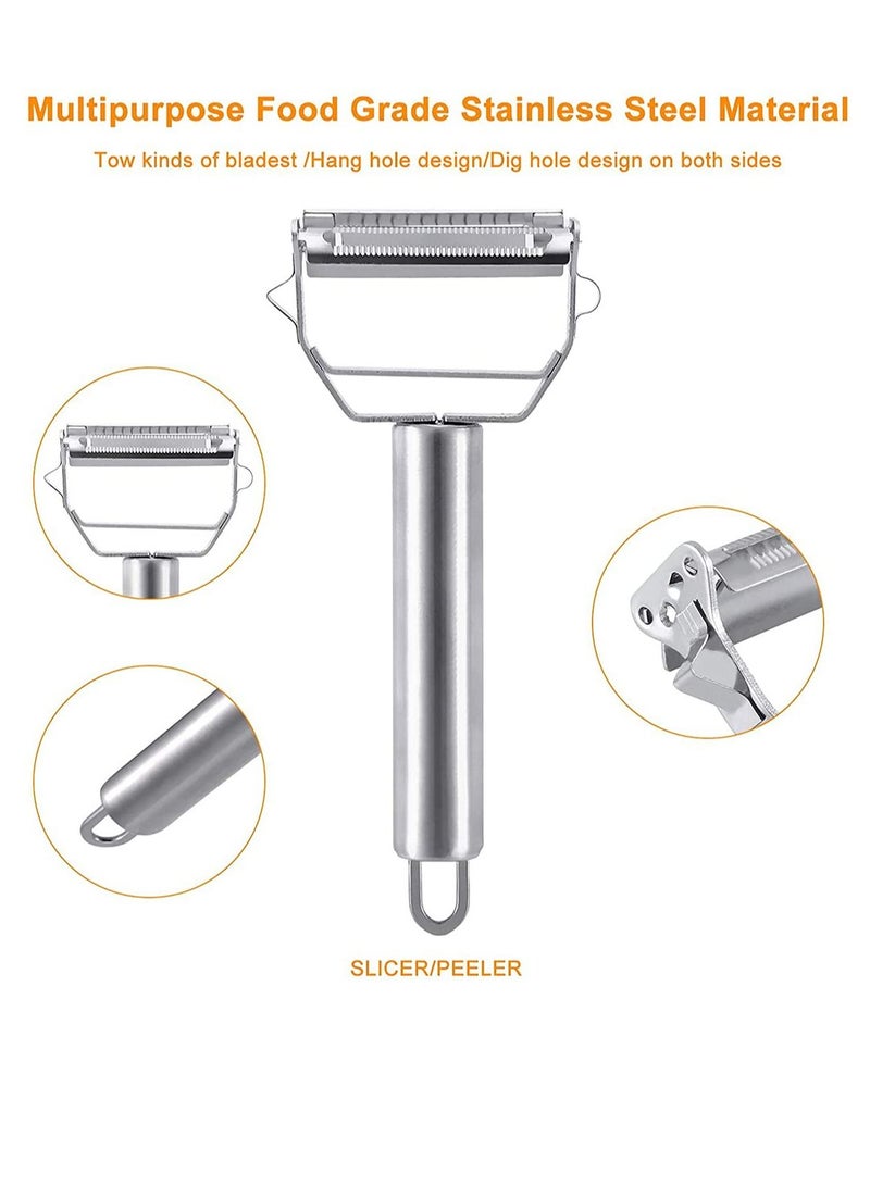Peeler Stainless Steel Cutter Slicer for Carrot Potato Melon Gadget Vegetable Fruit Double Sided Blade Multi-functional and Dual Kitchen