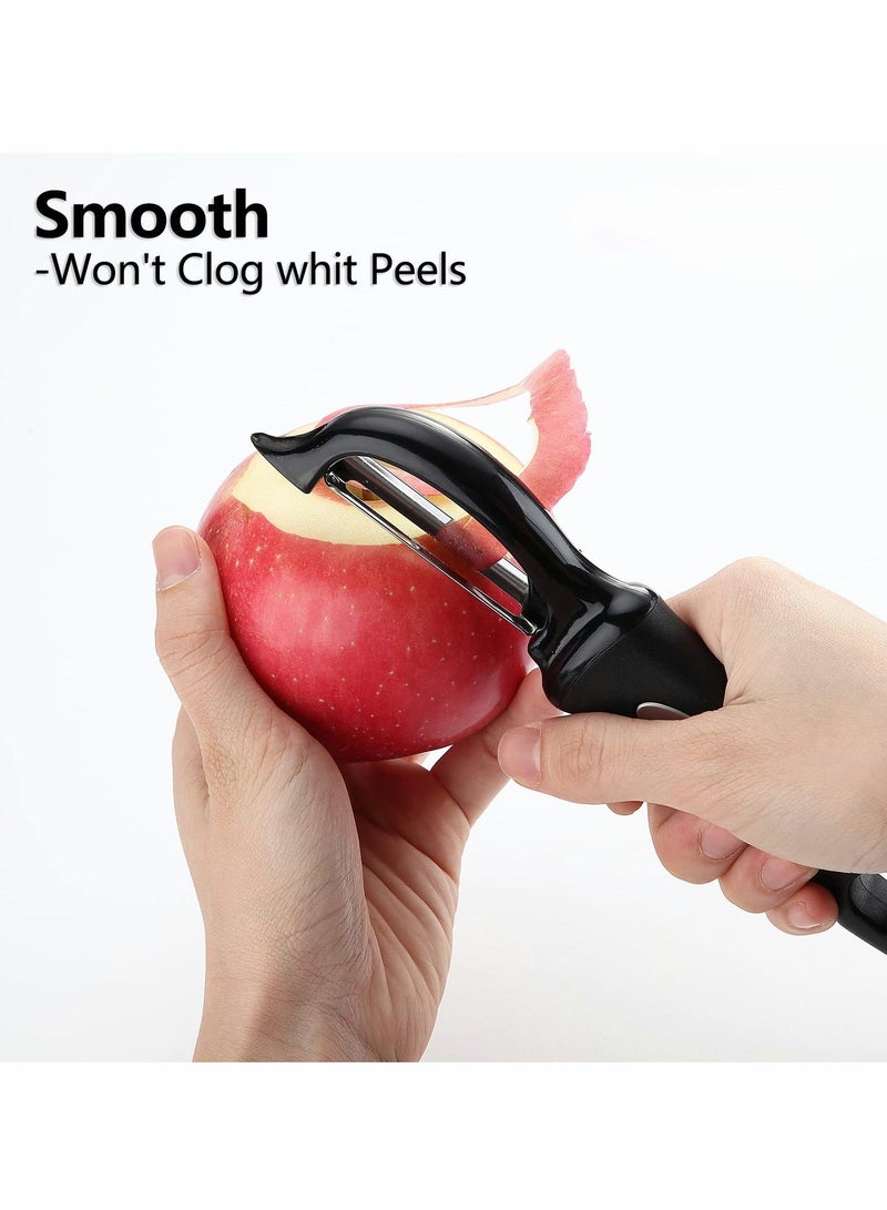 Premium Swivel Vegetable Peeler, Kitchen Gadgets Apple Peeler Potato Veggie Fruit Soft Grip Handle, Dishwasher Safe Accessories, Pointed, Black