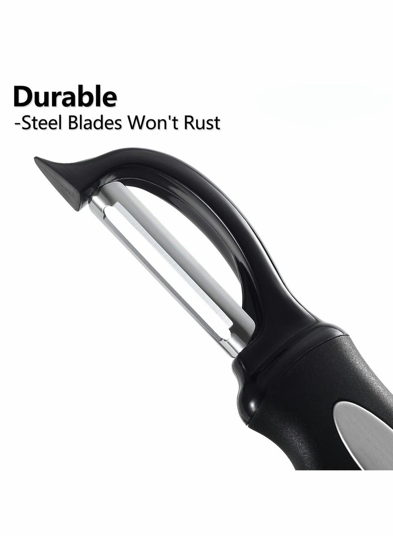 Premium Swivel Vegetable Peeler, Kitchen Gadgets Apple Peeler Potato Veggie Fruit Soft Grip Handle, Dishwasher Safe Accessories, Pointed, Black