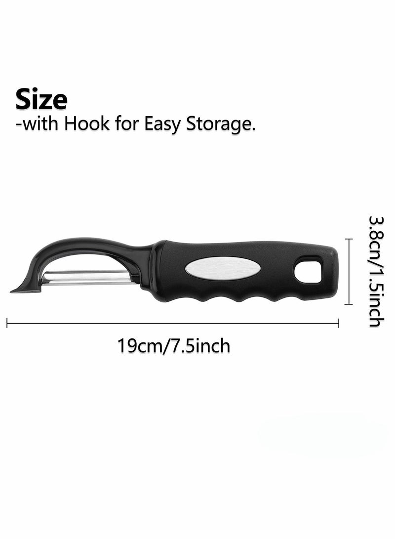 Premium Swivel Vegetable Peeler, Kitchen Gadgets Apple Peeler Potato Veggie Fruit Soft Grip Handle, Dishwasher Safe Accessories, Pointed, Black