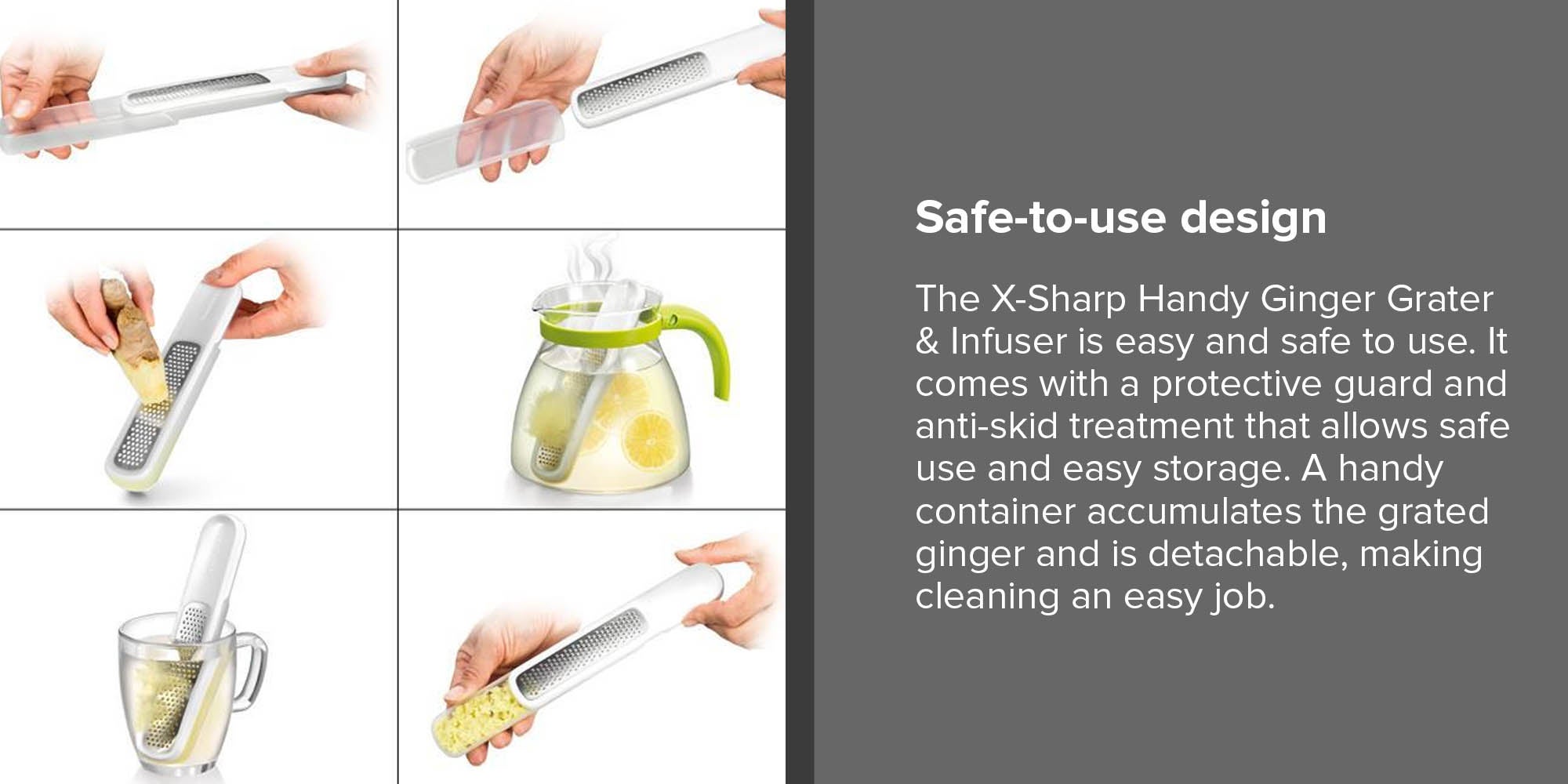 X-Sharp Handy Ginger Grater White 25 x 9cm