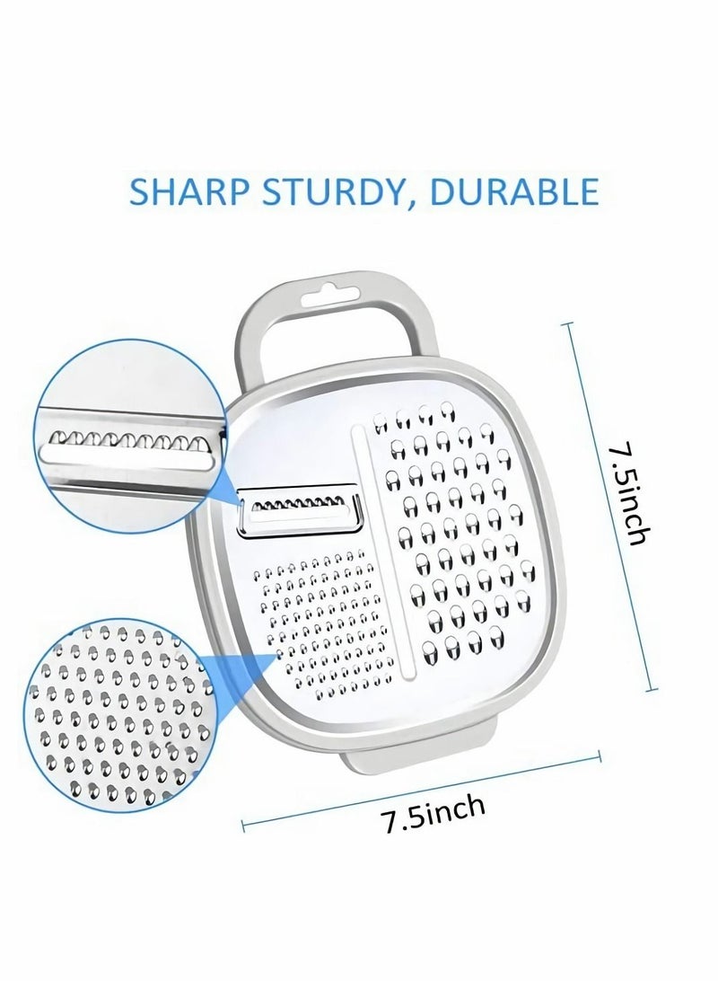 Cheese Grater with Container, Stainless Steel Vegetable Chopper Ginger Shredder for Kitchen with Lid and Detachable Storage Container