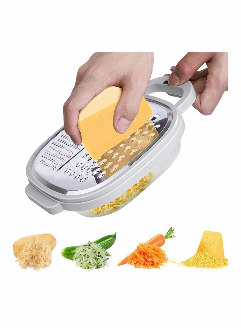 Cheese Grater with Container, Stainless Steel Vegetable Chopper Ginger Shredder for Kitchen with Lid and Detachable Storage Container