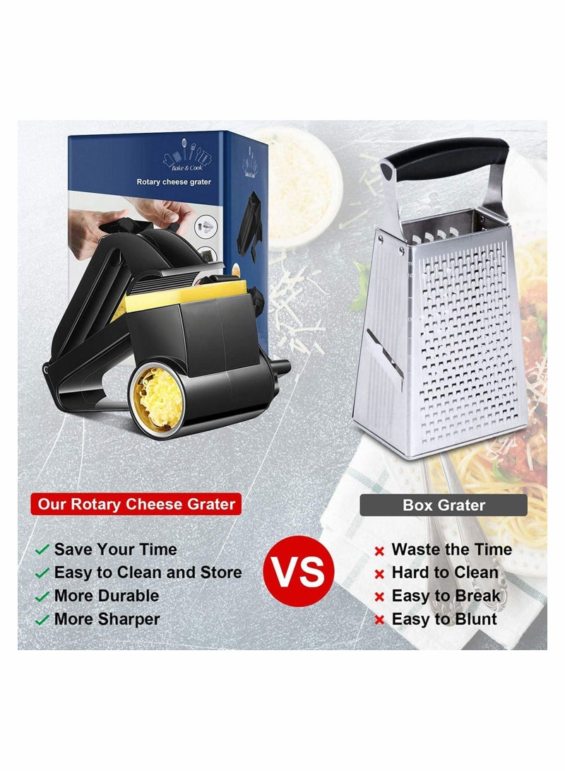 Cheese Grater Rotary Manual Handheld Grater, with Stainless Steel Drum for Grating Hard Chocolate Nuts Kitchen Tool