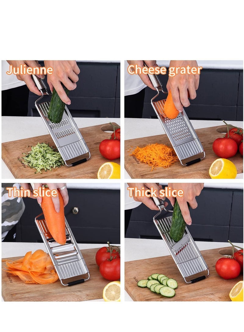 Multipurpose Grater, Handheld 4 Adjustable Blades Set Stainless Steel, For Kitchen Tools Slicer, Lemon, Nutmeg, Chocolate, Vegetables, Fruits