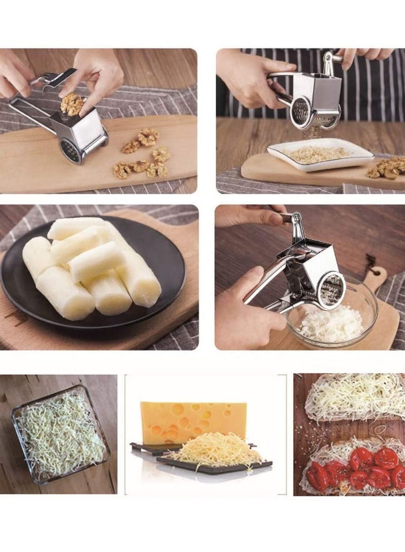 Rotary Cheese Grater, Cylinder Ultra Sharp Cylinders Drums Slicer Stainless Steel Professional Vegetable Shredder for Parmesan Cheese, Garlic, Nut, Ginger, Carrot