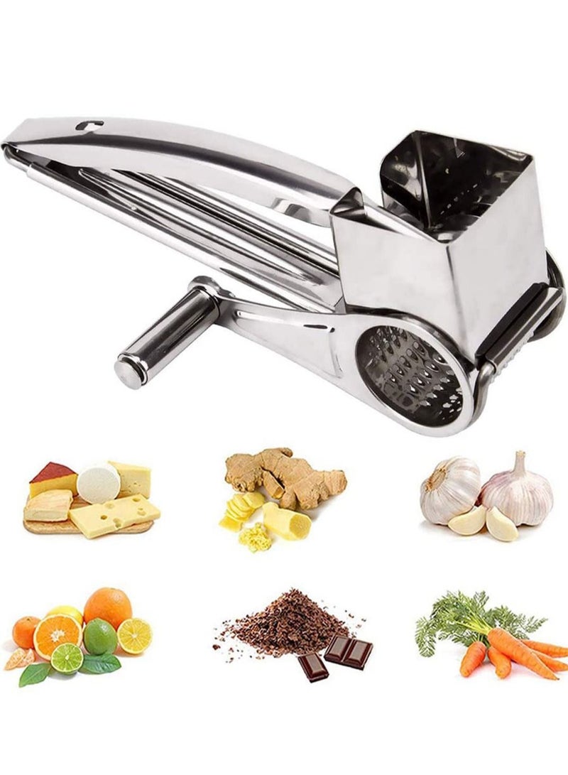 Rotary Cheese Grater, Cylinder Ultra Sharp Cylinders Drums Slicer Stainless Steel Professional Vegetable Shredder for Parmesan Cheese, Garlic, Nut, Ginger, Carrot