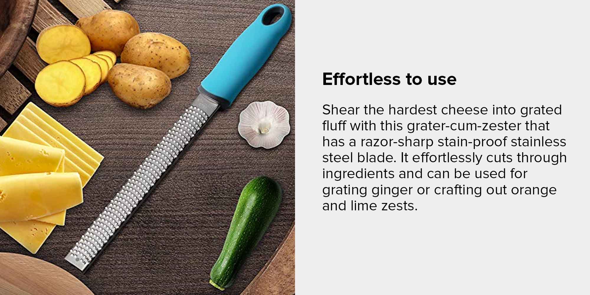 Stainless Steel Zester Grater Silver/Blue 32.5x3.5cm