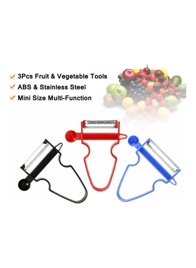 3 Pieces Fruit And Vegetable Peeler multicolour 9.5x1.2x8.5cm