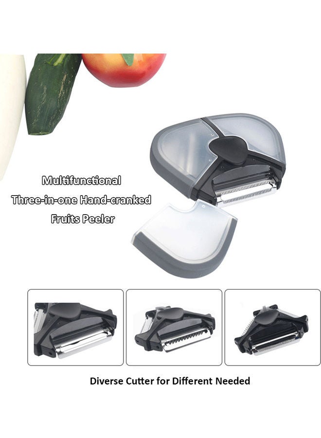 Multifunctional Three-in-one Multi-function Hand-cranked Fruits Peeler Black 10.5x3x10.5cm