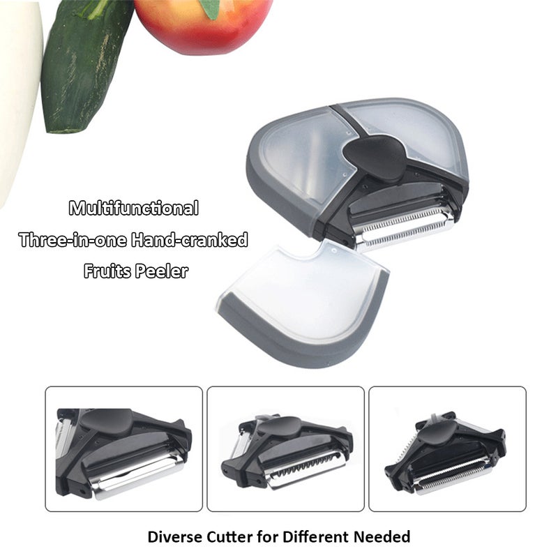 Multifunctional Three-in-one Peeler Pear Black 10.5*3*10.5cm