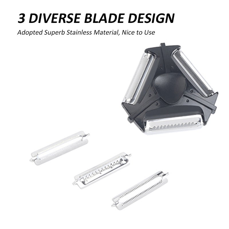 Multifunctional Three-in-one Peeler Pear Black 10.5*3*10.5cm