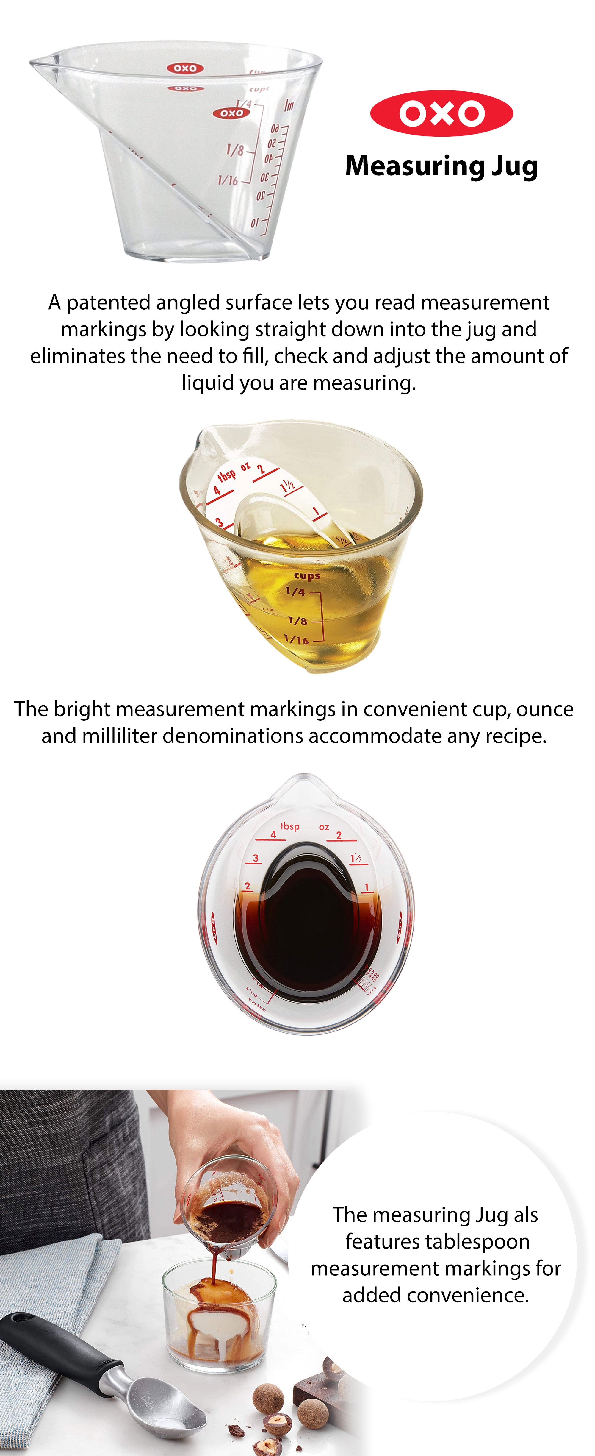 Mini Angled Measuring Cup Transparent/Red 6.7x5.6x8.2cm
