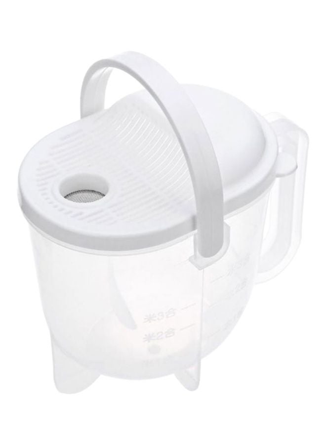 Rice Washing Bowl With Strainer Cover White/Clear