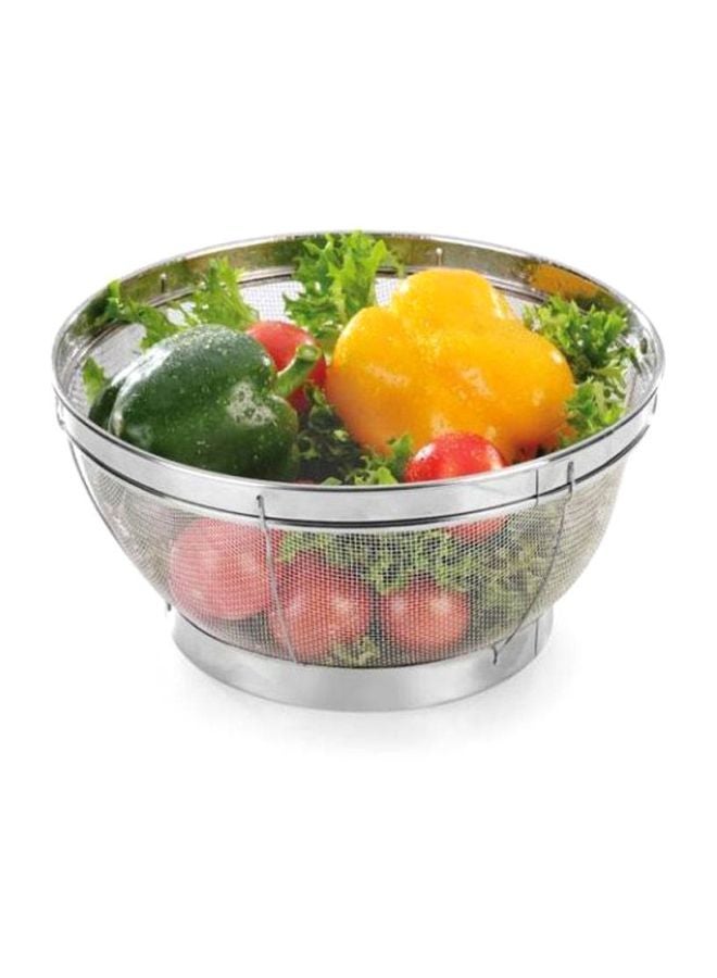 Metal Draining Basket Silver 20cm