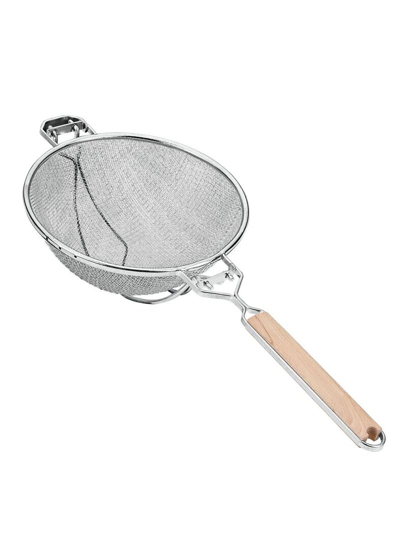 Stainless Steel Tinned Strainer, Wood Height 23 cm-Brown,Silver