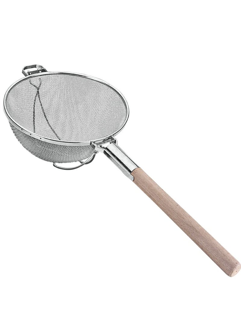 Stainless Steel Tinned Strainer, Wood Height 30 cm-Brown,Silver