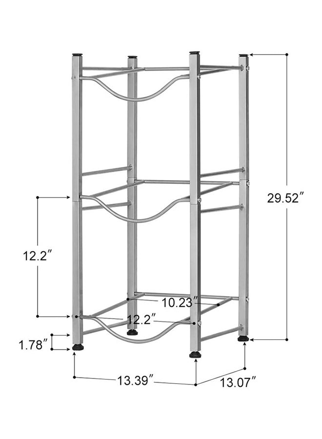 3-Tier Water Bottle Holder Silver 29.52x13.39inch