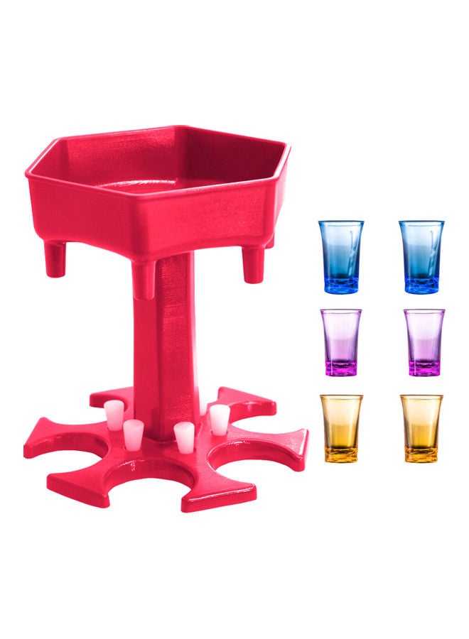 6 Piece Colourful Cups With Stand Pink 14x13x13.5cm