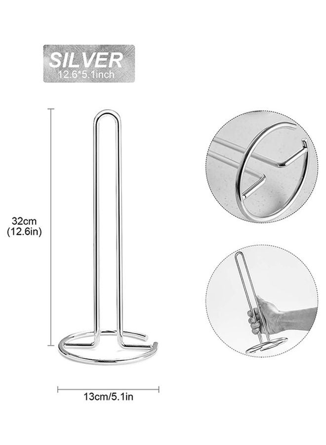 2-Piece Kitchen Roll Holder And Paper Towel Holder Silver/White 32x13cm