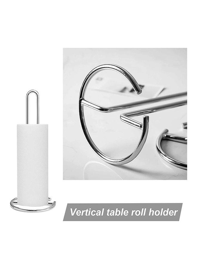 2-Piece Kitchen Roll Holder And Paper Towel Holder Silver/White 32x13cm