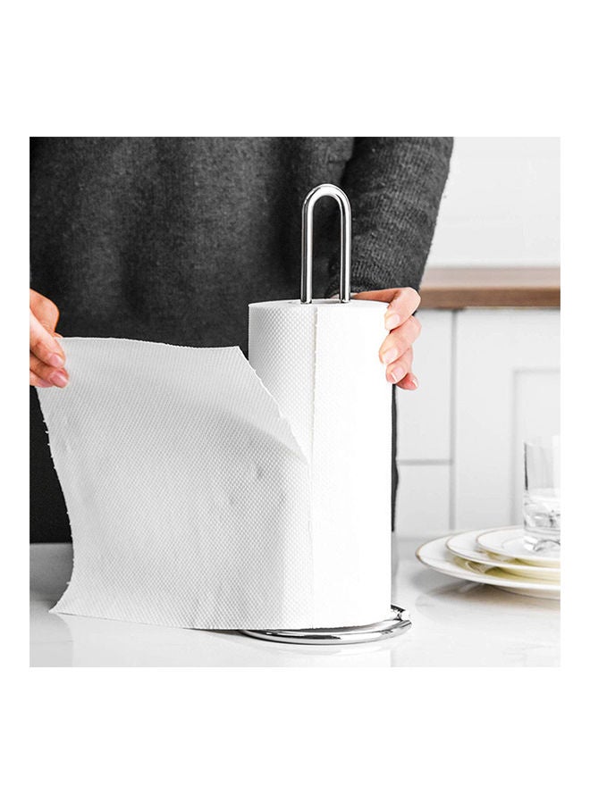 2-Piece Kitchen Roll Holder And Paper Towel Holder Silver/White 32x13cm