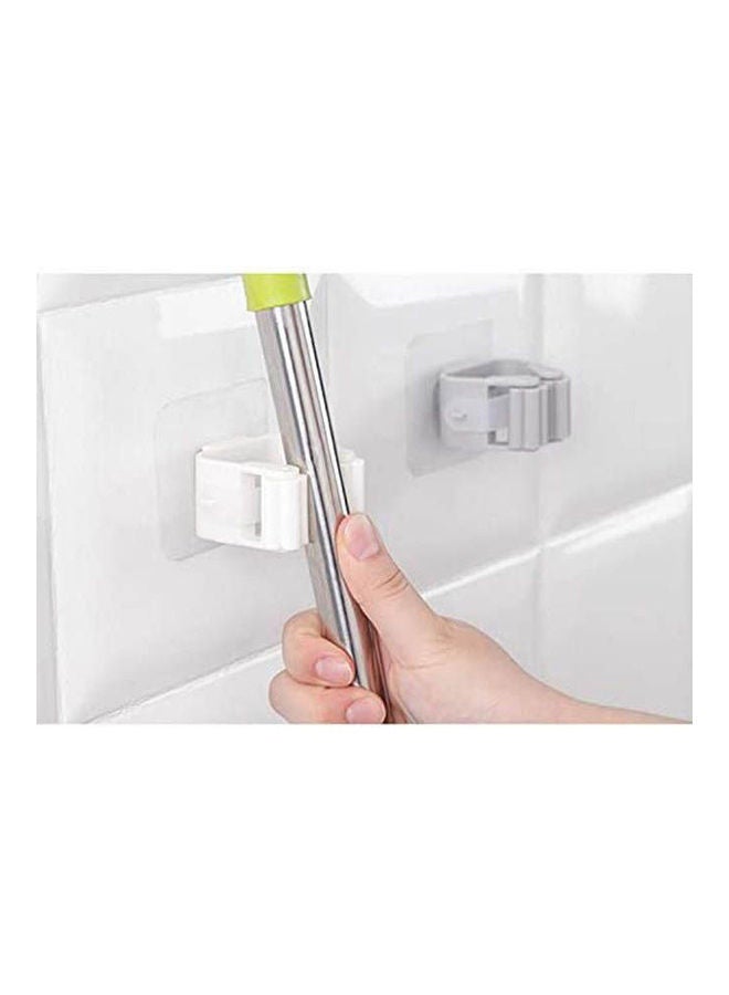 3 Pcs Non Punch Adhesive Wall Mounted Mop Holder Storage Broom Hanger Clip Seamless Mop Hook Bathroom Home Kitchen Organizer Grey