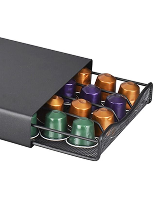 40 Nespresso Coffee Capsule Holder With Drawer- Black, For Home ,Kitchen, Office and Counter Organizer