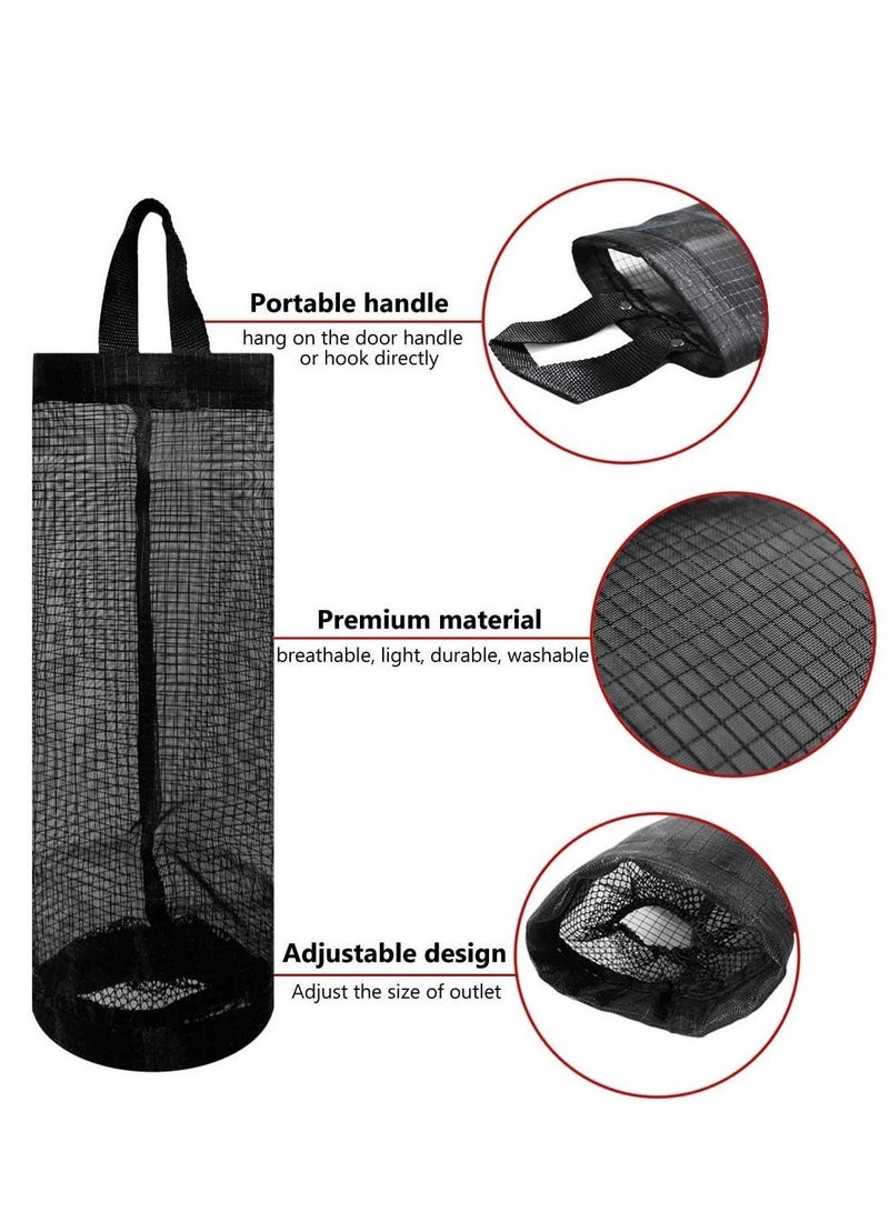 2 Packs Plastic Bag Holder for Kitchen Hanging Mesh Storage Organizer, Large Grocery Shopping Bags Dispenser