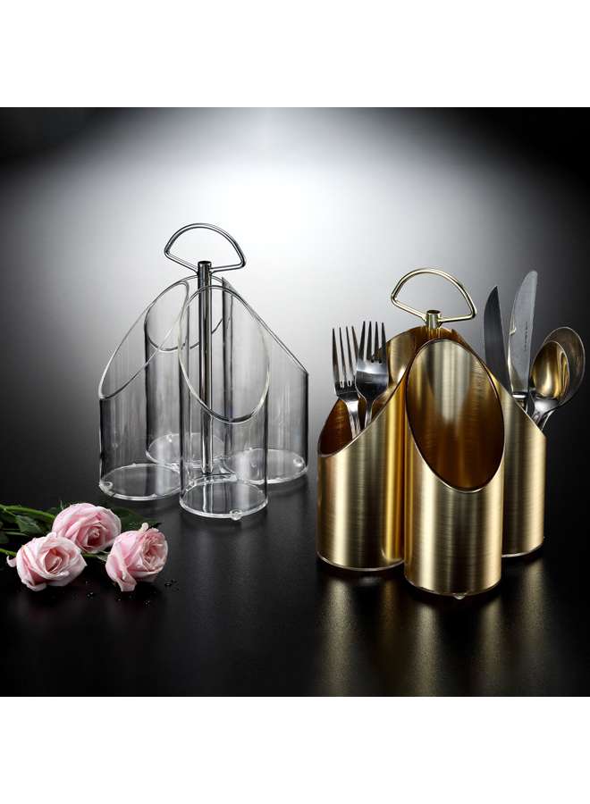 Acrylic Cutlery Holder Golden