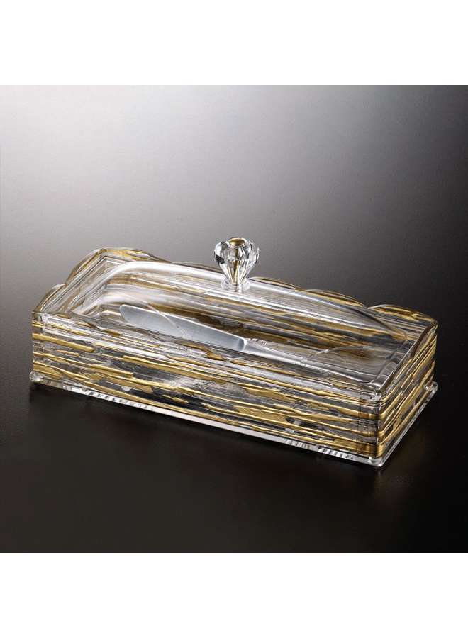 Acrylic Cutlery Holder Box Golden Lines