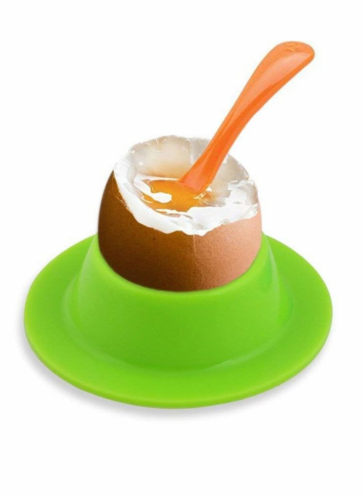 Egg Cups, 4pcs Silicone Set Egg Cups Stand, Easy to Clean Plastic Egg Cups for Kitchen Boiled Eggs Breakfast