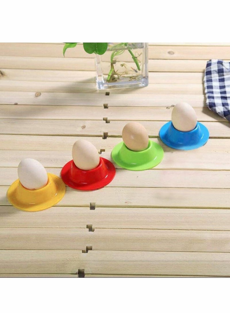 Egg Cups, 4pcs Silicone Set Egg Cups Stand, Easy to Clean Plastic Egg Cups for Kitchen Boiled Eggs Breakfast