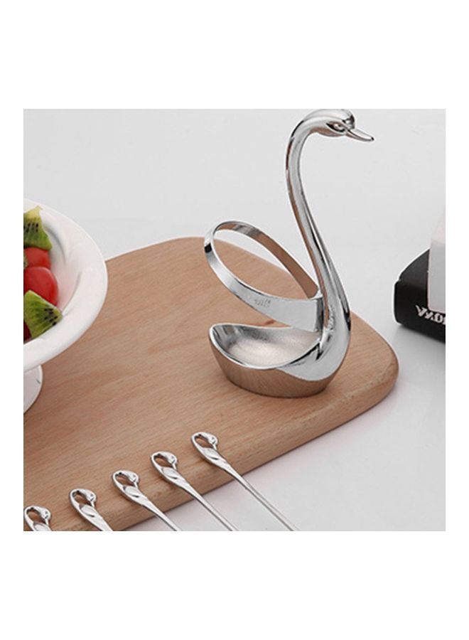 Zinc Alloy Swan Shaped Cutlery Holder Silver 15x7x4.2centimeter