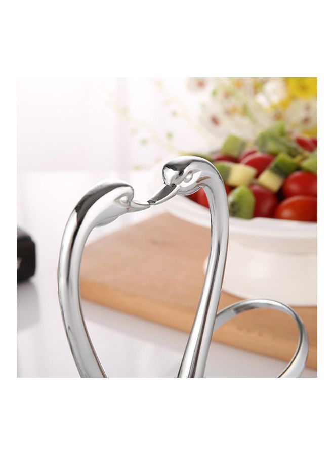 Zinc Alloy Swan Shaped Cutlery Holder Silver 15x7x4.2centimeter