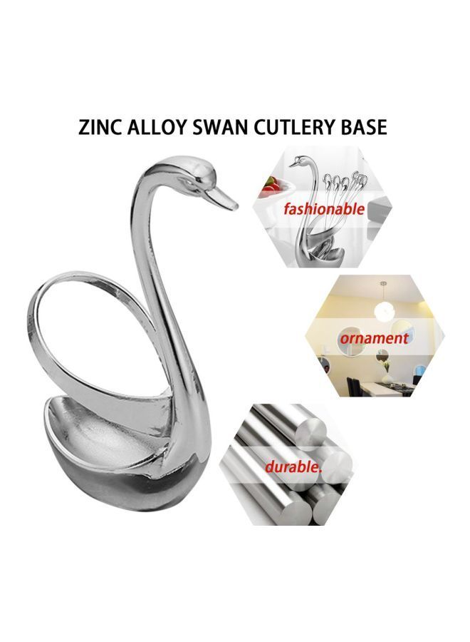 Zinc Alloy Swan Shaped Cutlery Holder Silver 15x7x4.2centimeter