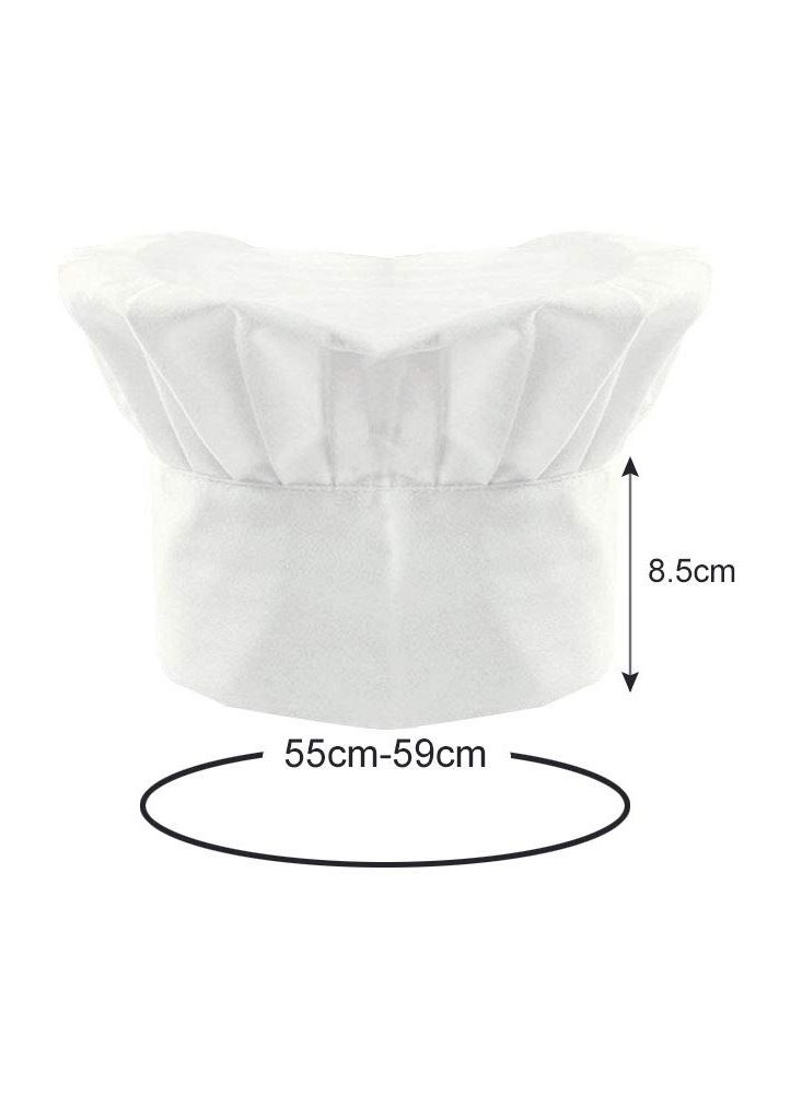 SYOSI 2Pcs Chef Hat Adjustable Elastic Kitchen Cap with Breathable Cotton White Uniforms Cooking for House Hotel Restaurant