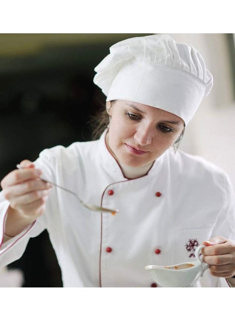 SYOSI 2Pcs Chef Hat Adjustable Elastic Kitchen Cap with Breathable Cotton White Uniforms Cooking for House Hotel Restaurant