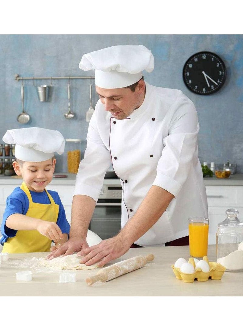 SYOSI 2Pcs Chef Hat Adjustable Elastic Kitchen Cap with Breathable Cotton White Uniforms Cooking for House Hotel Restaurant
