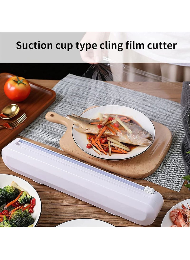 Reusable Cling Film Dispenser Suction Cup Type Cutter Household Divider Adjustable Storage Cutting Box Kitchen Supplies Tools Plastic Wrap Handheld